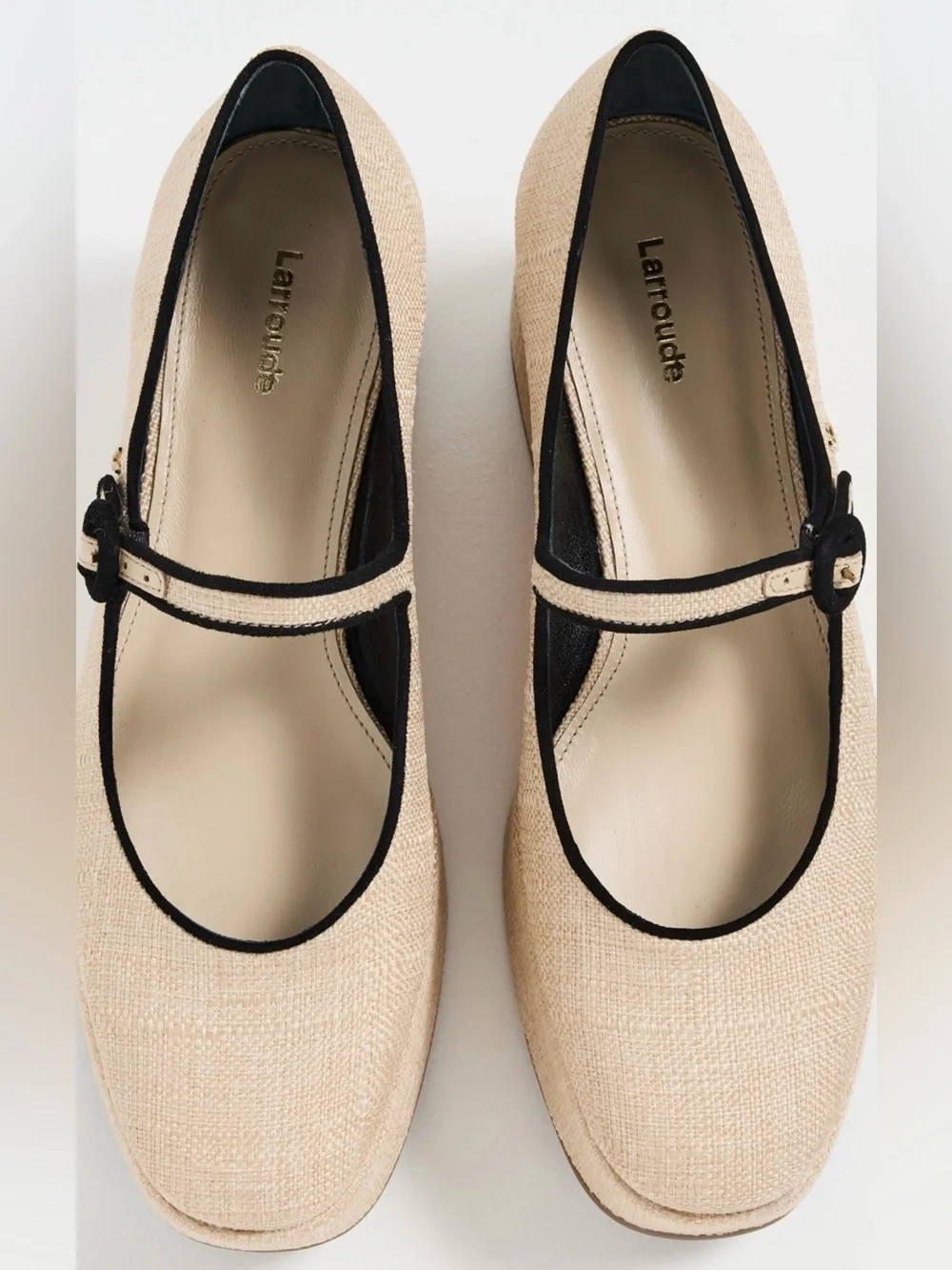 Larroudé Blair Flatforms in Raffia w Leather Trim Size 8.5 NIB